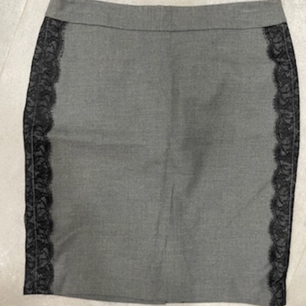 Ann Taylor Loft Gray Skirt with Black lace